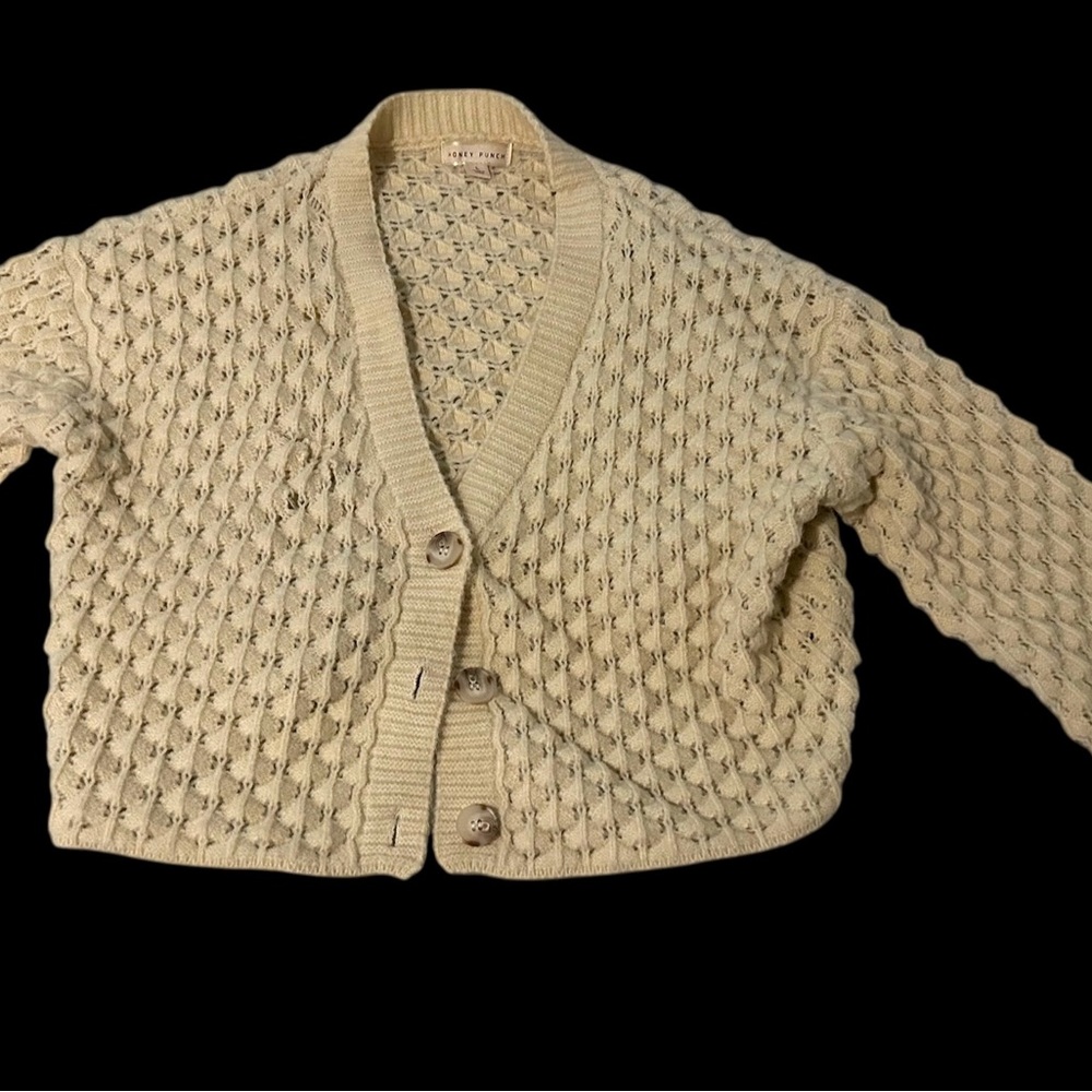 Honey Punch Cream Knit Cardigan crop sweater !